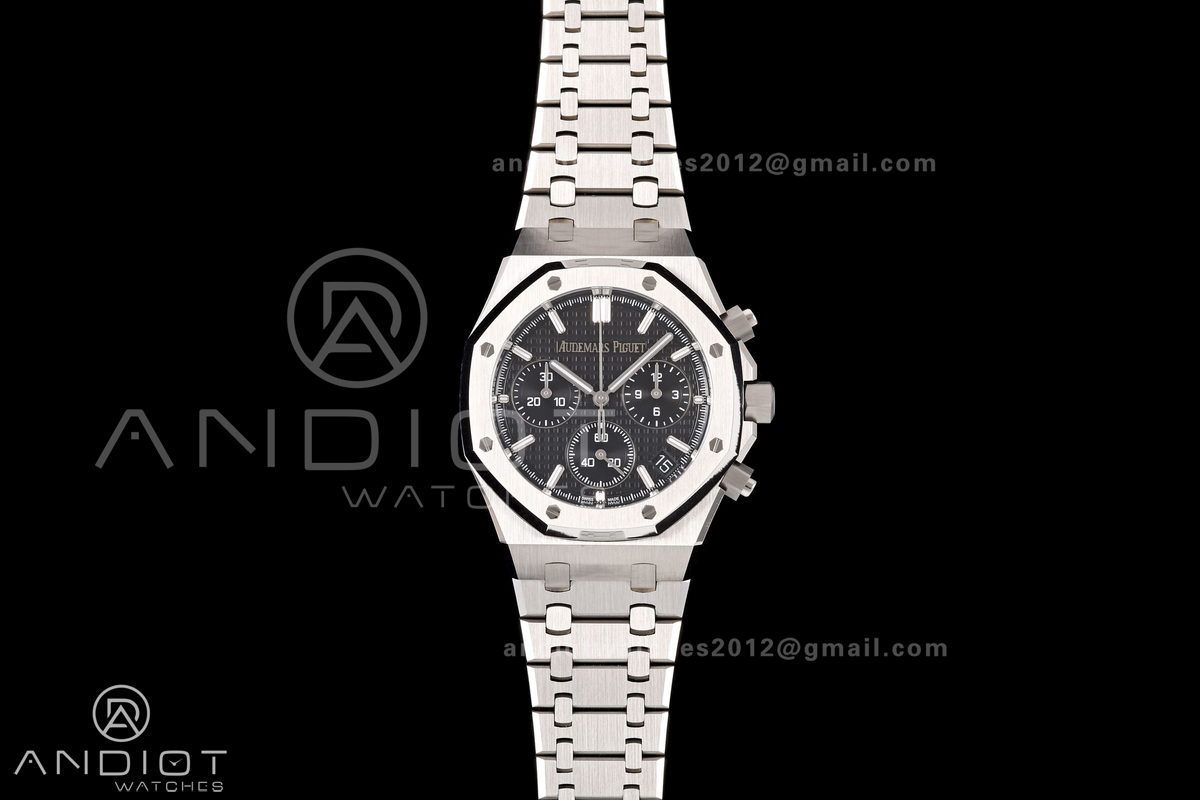 Royal Oak Chrono 26240 SS OCTA 1:1 Best Edition Black Dial on SS Bracelet JH4401 Super Clone (Free Sprung)